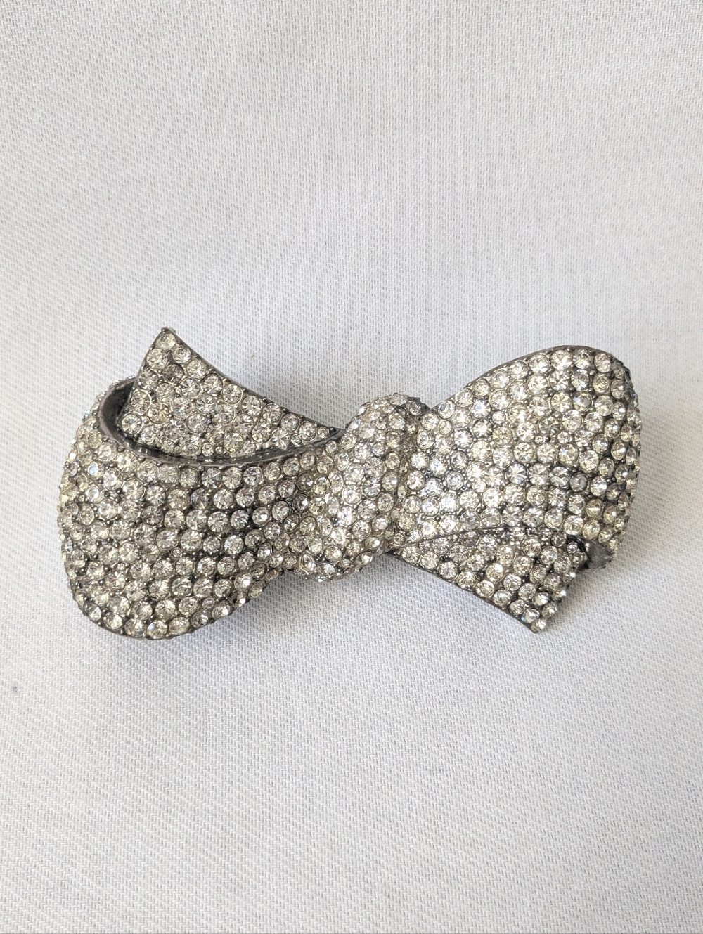 VERN O'HARA Vintage Huge Bow Silver Tone Belt Buckle With Tremendous Rhinestones